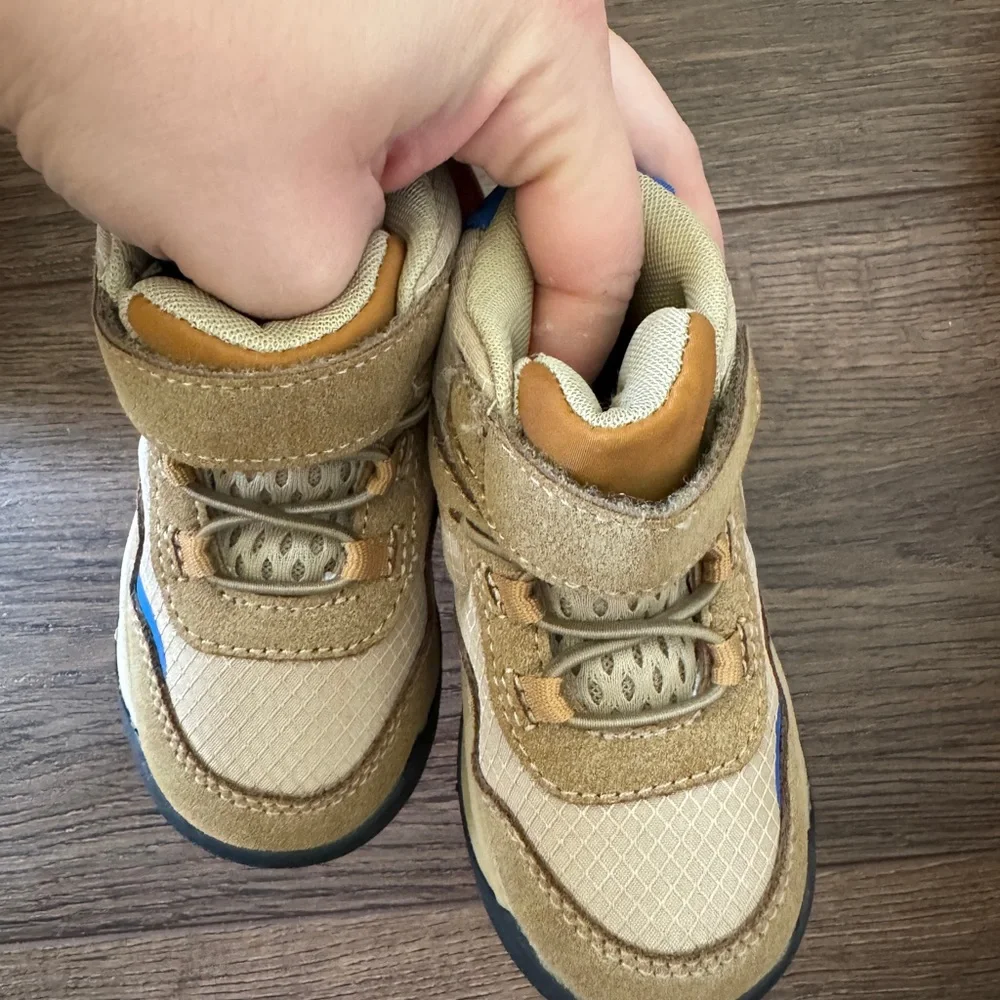 Kids Tan and Blue winter boots